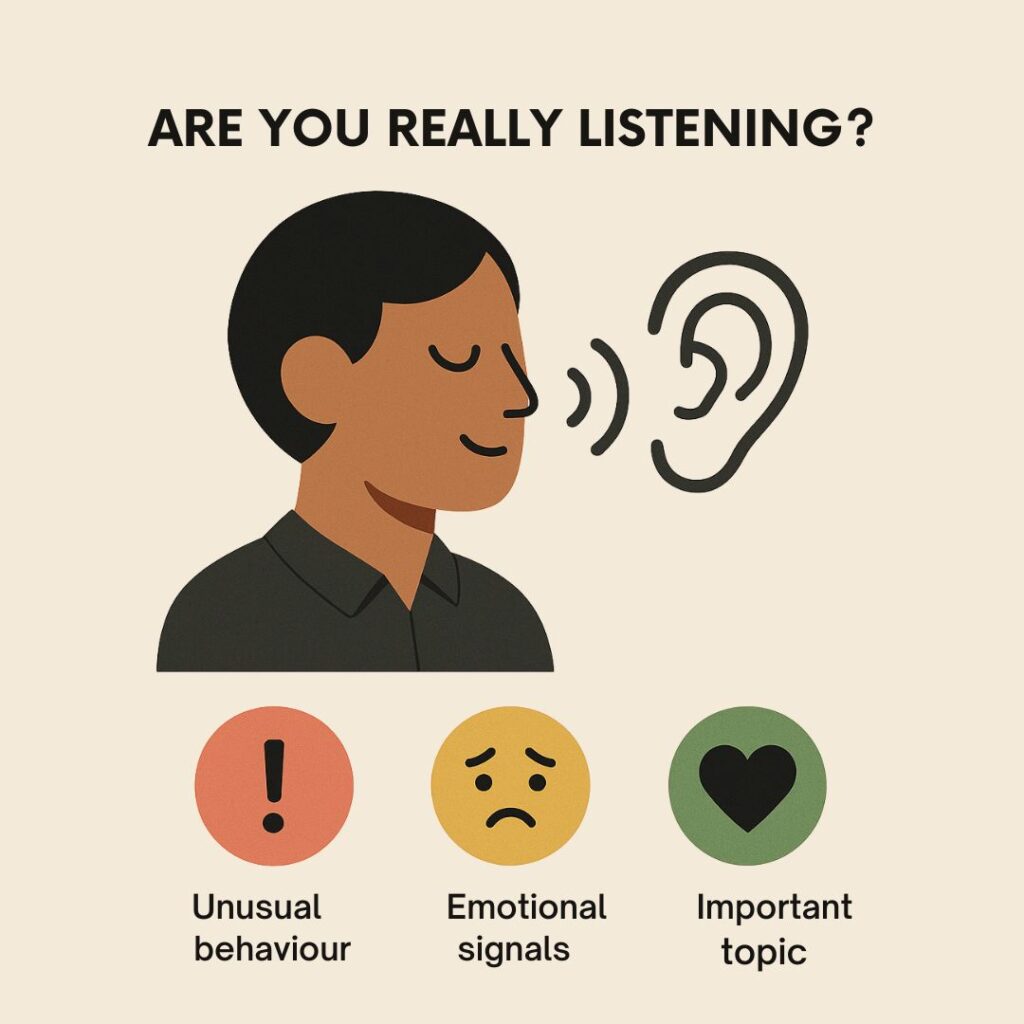 Connection and communication when listening. Listening awareness